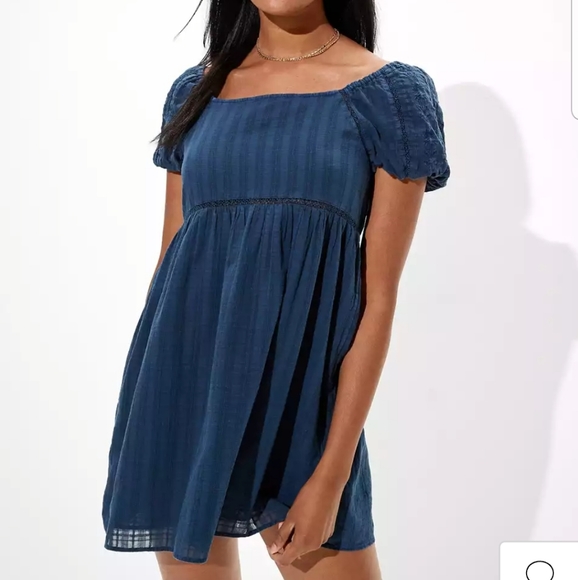American Eagle Puff Sleeve Baby Doll Mini Dress S - Picture 1 of 11